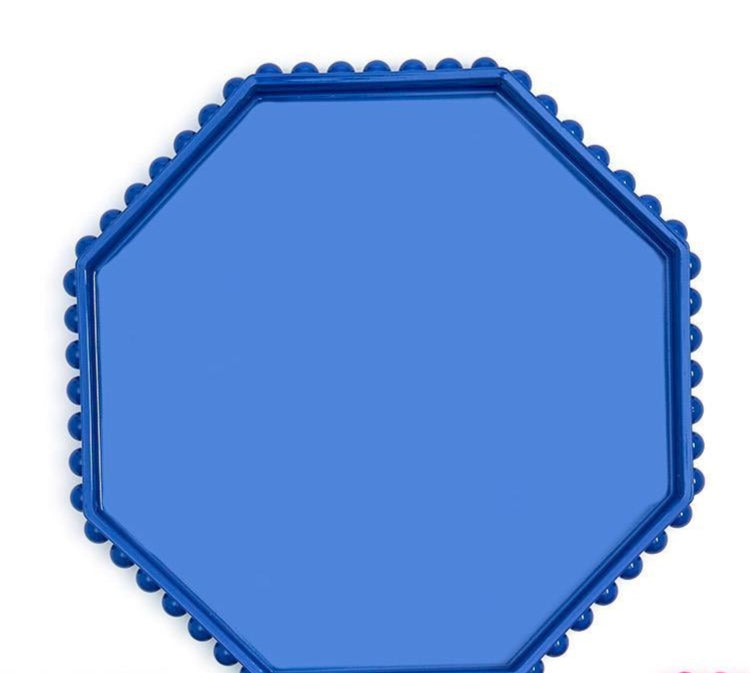 Octagonal Decorative Lacquered Tray with Hobnail Edge - Blue