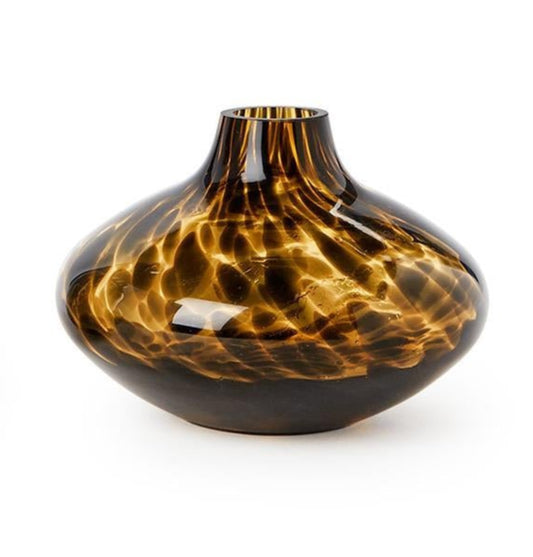 Tortoise Print Vases - Flat Round