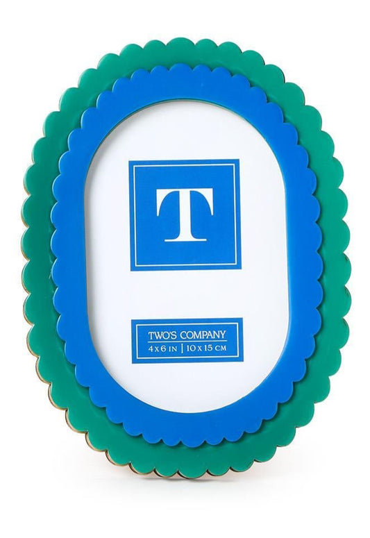 Scalloped Edge Blue/Green Photo Frames - smalls