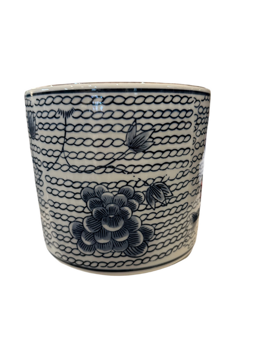 Blue & White Porcelain Chrysanthemum Vase/Planter