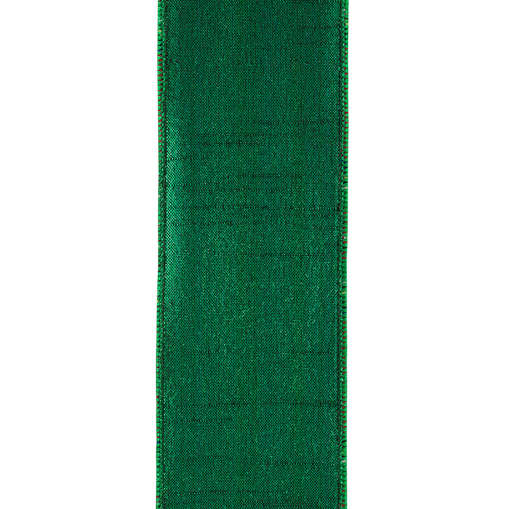 TRADITIONAL CHRISTMAS PLAID DELUXE METALLIC BACKED WIRED EDGE RIBBON