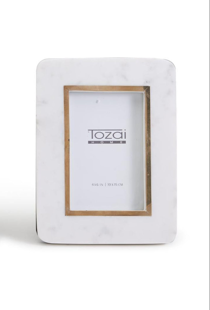White Marble Photo Frame with Rounded Edge - Small