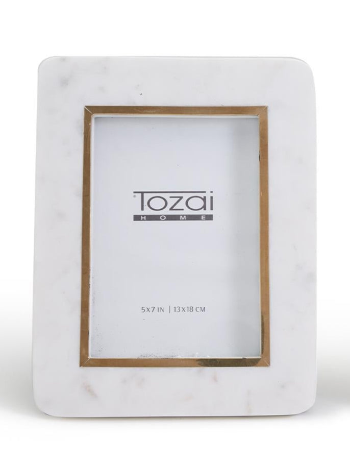 White Marble Photo Frame with Rounded Edge - Large