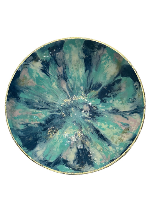 Marble Serving Bowl in different blues, enameled metal 16"