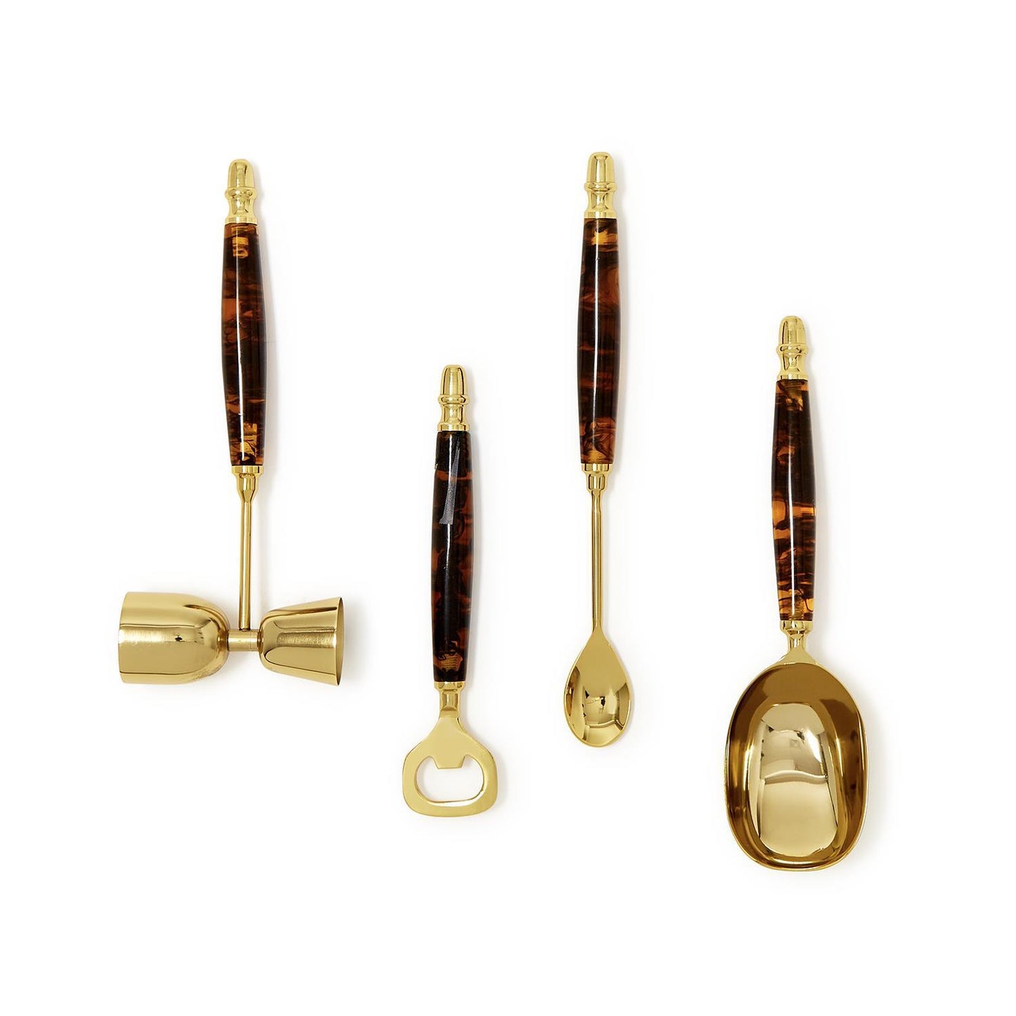 4 Pc Tortoise Print Bar Set with Stand