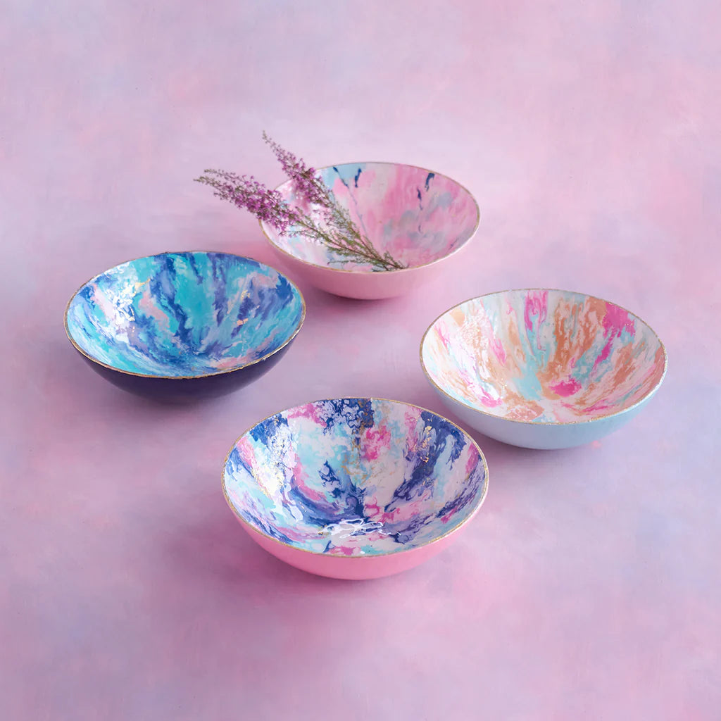 Marble Serving Bowl, enameled metal 16"