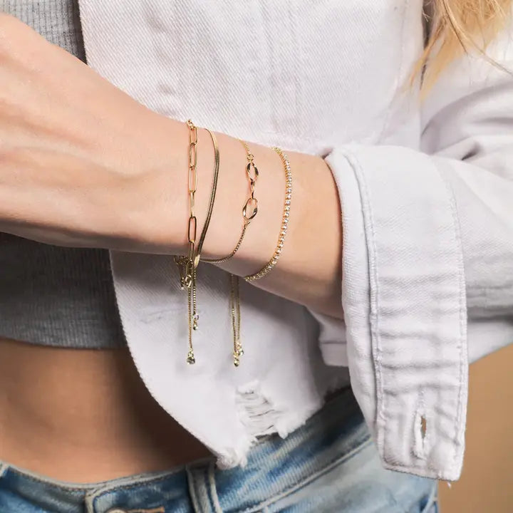 Gold Plate Diamond Chain Slider Bracelet Waterproof