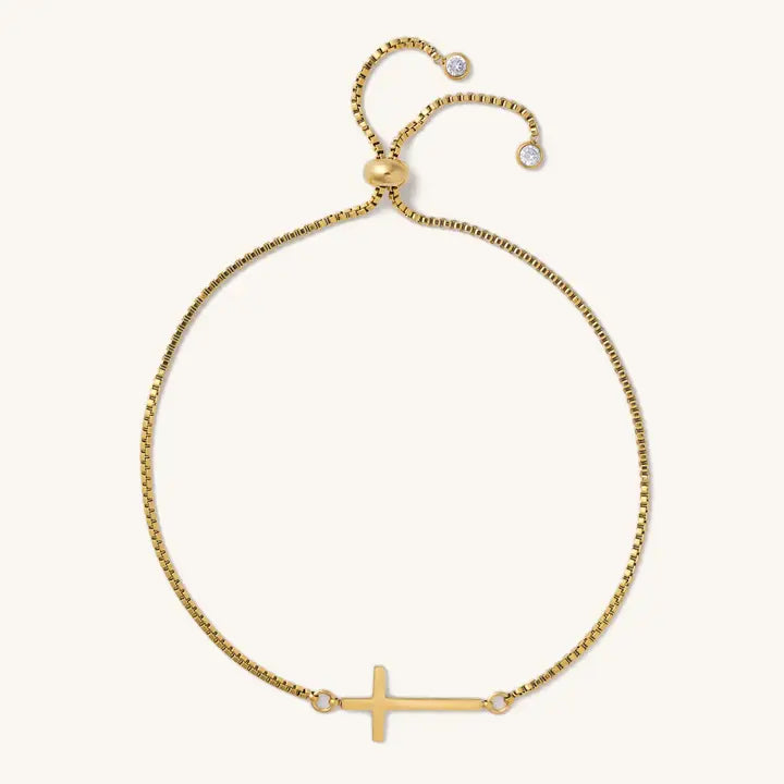Cross Slider Bracelet in gold Waterproof