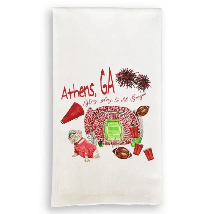 Georgia Football Pattern Dish Towel