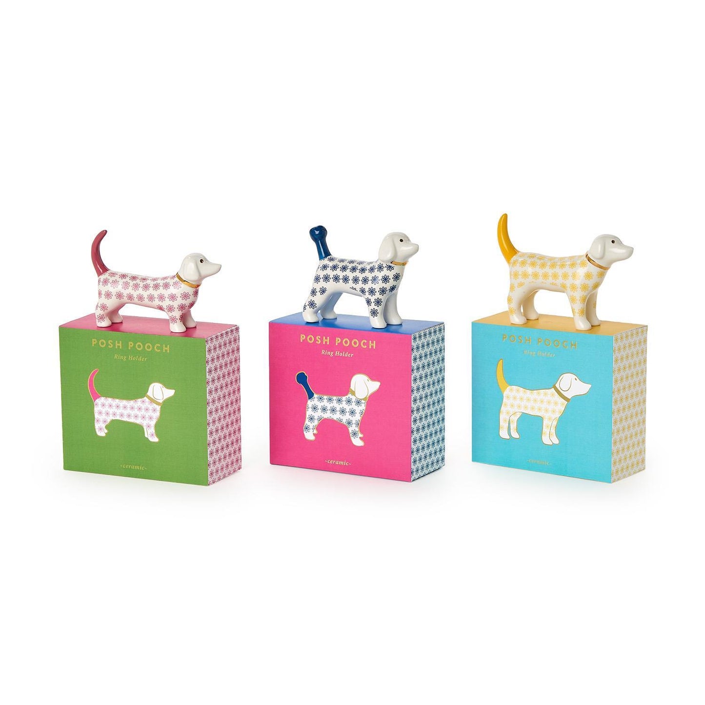 Dog Lover Ceramic Ring Holders Assorted 3 Colors - Hard Dolomite