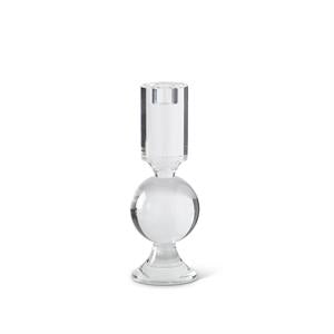 Clear Crystal Glass Single Ball Taper Candleholder