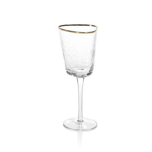 Triangular Wine Glass with gold rim
