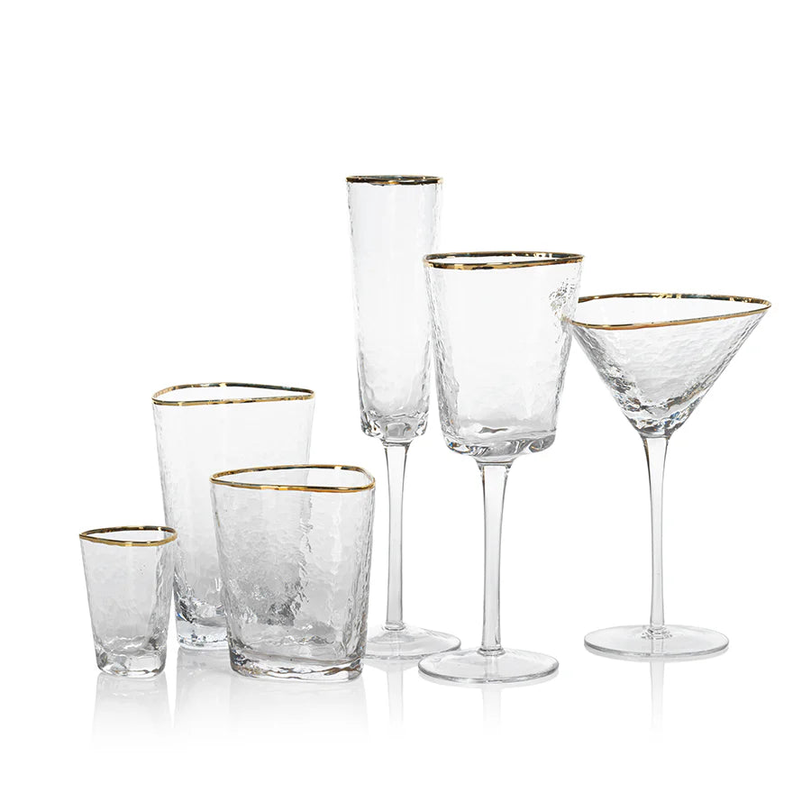 Triangular Wine Glass with gold rim