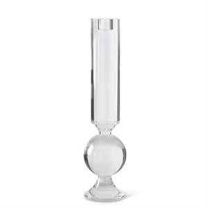 Clear Crystal Glass Single Ball Taper Candleholder