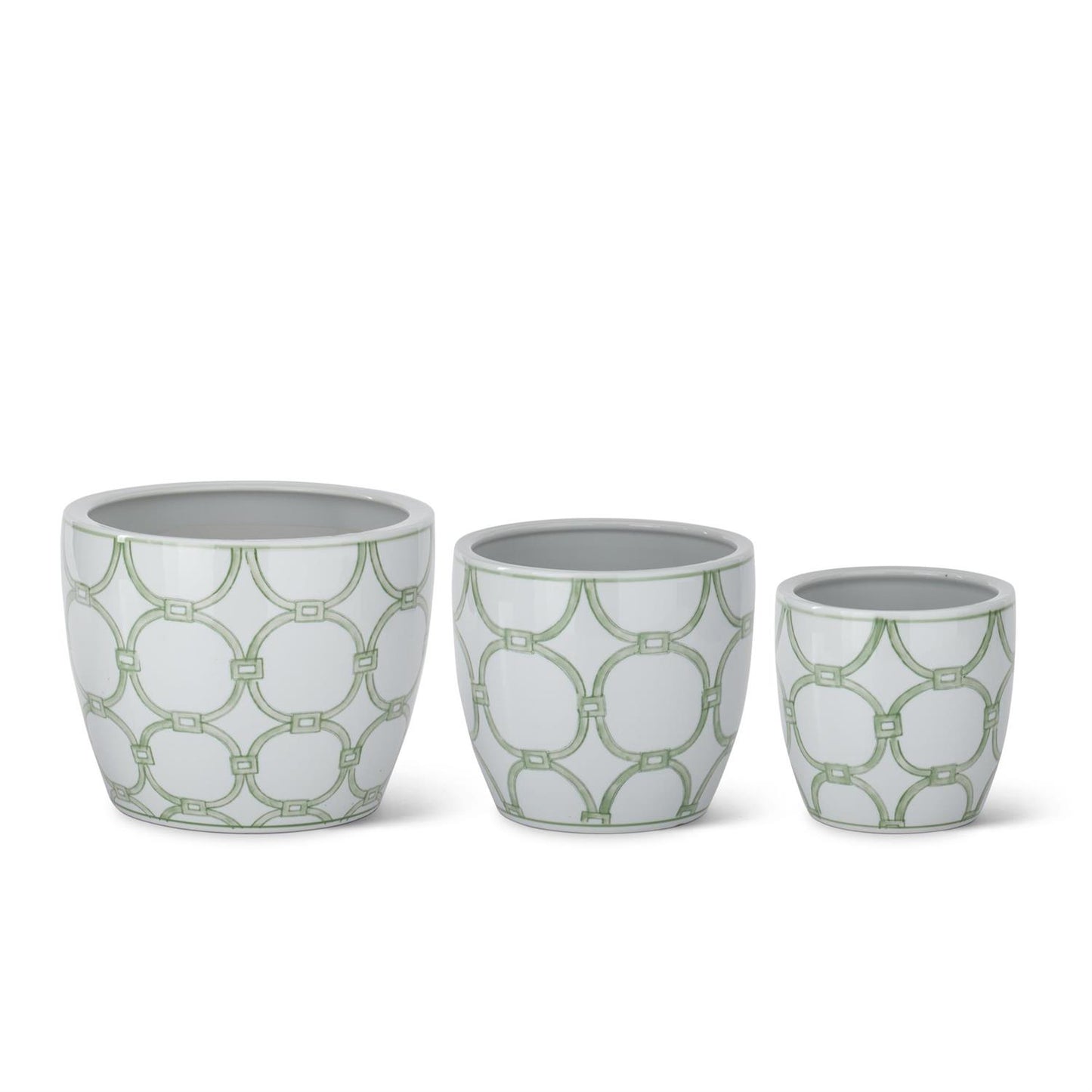 Green and White Planters Pots