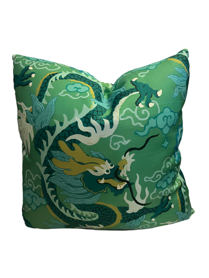 Royal Dragon Jade Green Pillow