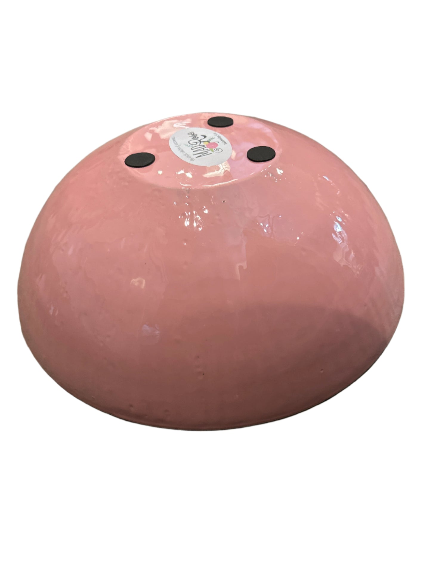 Marble Serving Bowl in blue, pink enameled metal 16"