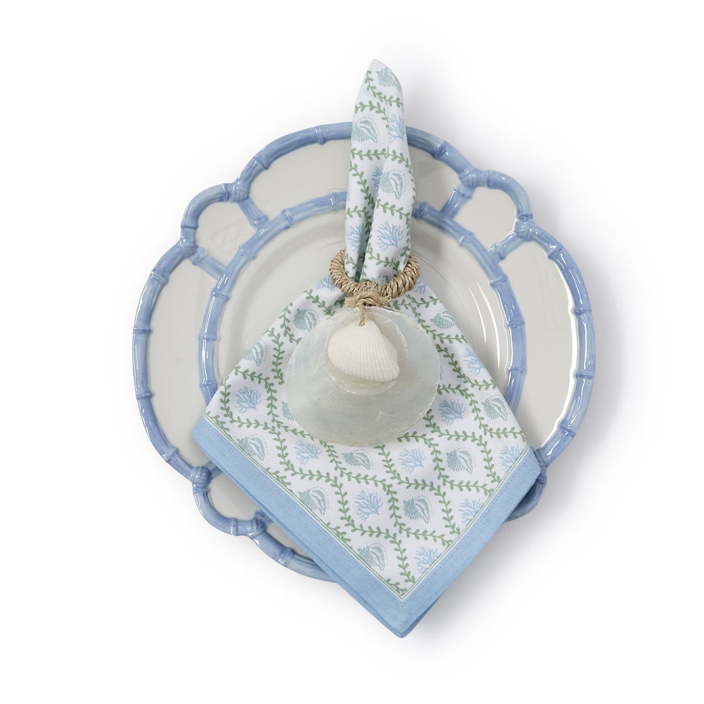 Cloth Napkins, Coastal Block Print Set of 4
