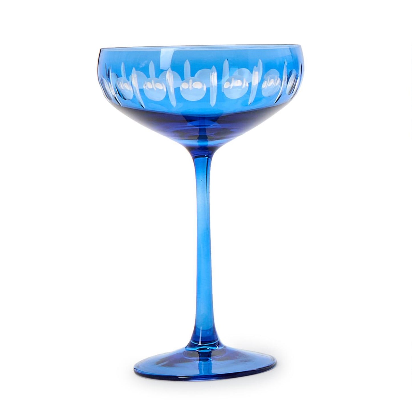 Sparkling Cut Hand Engraved Coupe Glasses