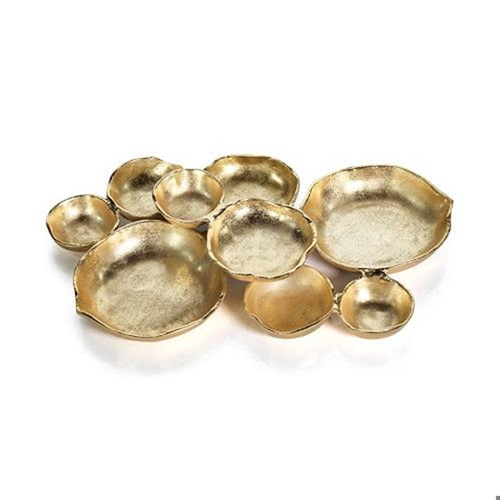 Cluster of Nine Serving Bowls - Gold / Round