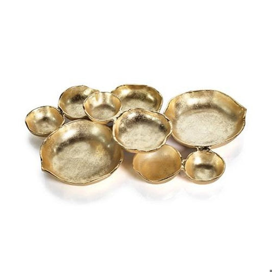 Cluster of Nine Serving Bowls - Gold / Round