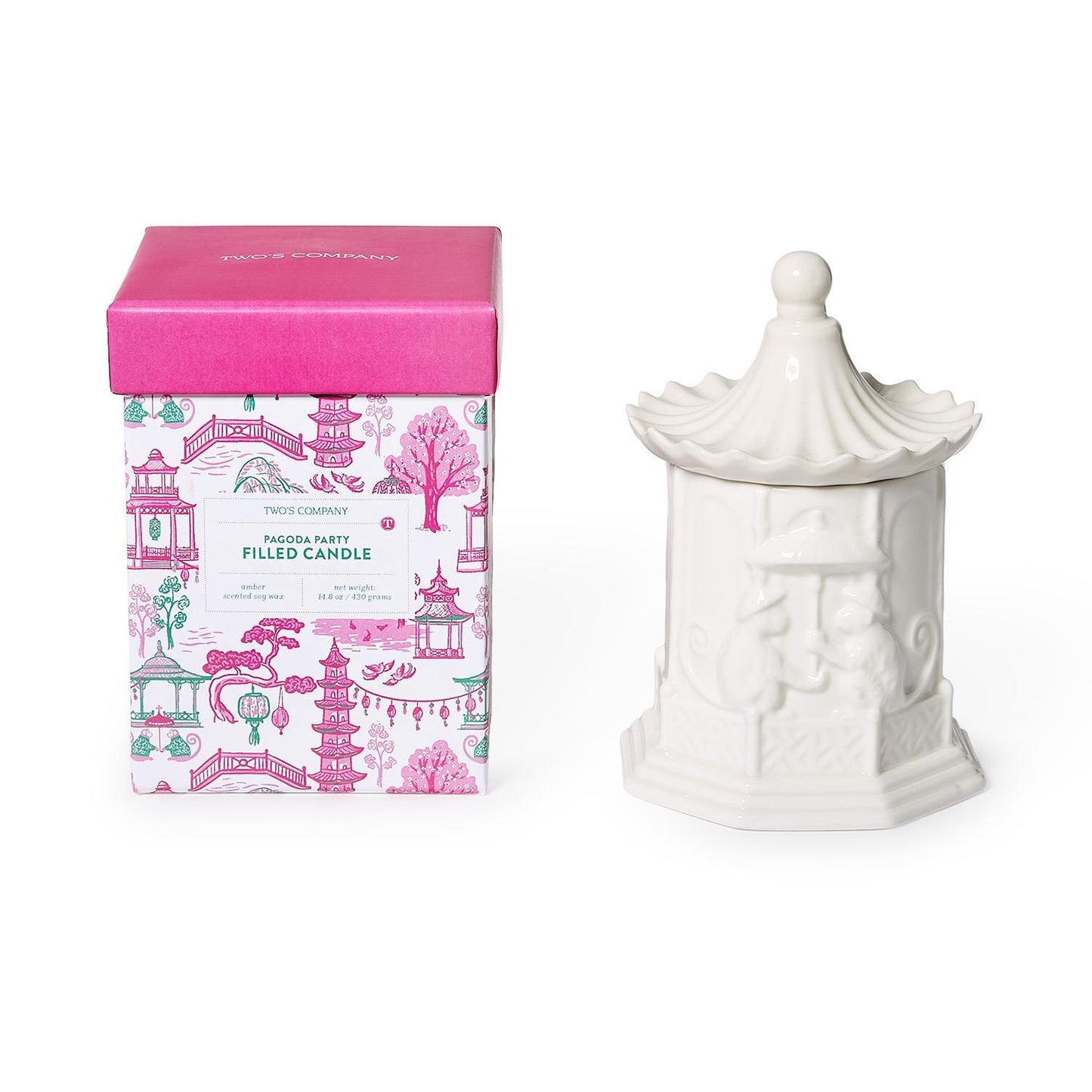 Pagoda Filled Candle with Amber Scent in Gift Box