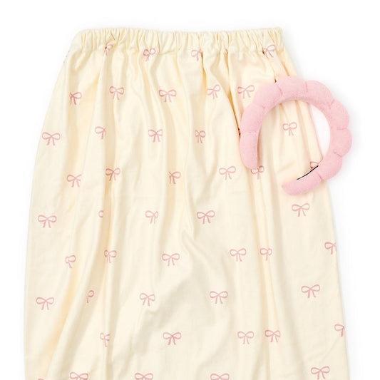 Coquette Spa Time Headband and Snap Closure Wrap Towel Set Assorted 2 Bow Print Colors: Pink and Blue- Terrycloth