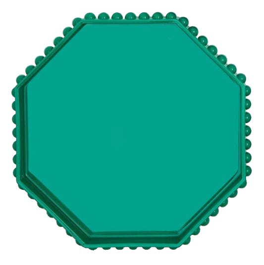 Octagonal Decorative Lacquered Tray with Hobnail Edge - Green