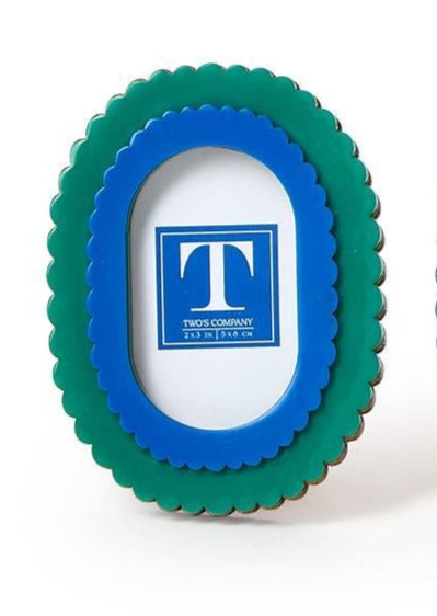 Double Scalloped Edge Photo Frame - Green