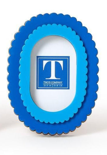 Double Scalloped Edge Photo Frame - Blue