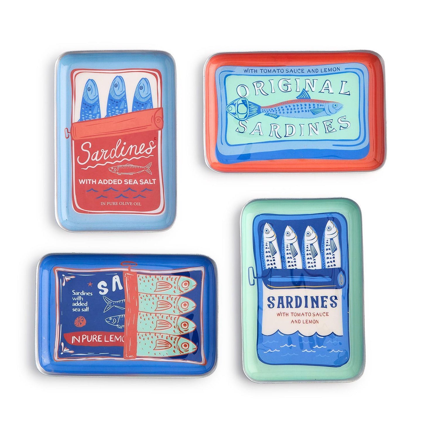 Sardines Metal Trinket / Desk Trays Includes 4 Designs (decorative use only) - Iron/Enamel