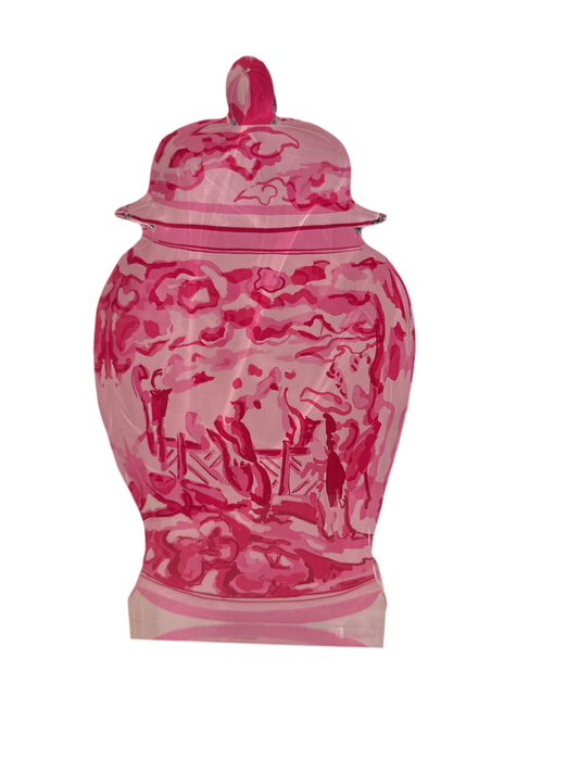 Acrylic pink chinoiserie vase block