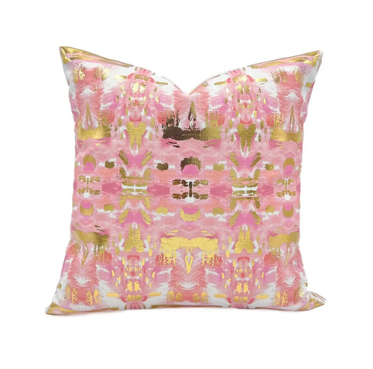 Gold Foil Allie Kaleidoscope Pillow - Spring Throw Pillow