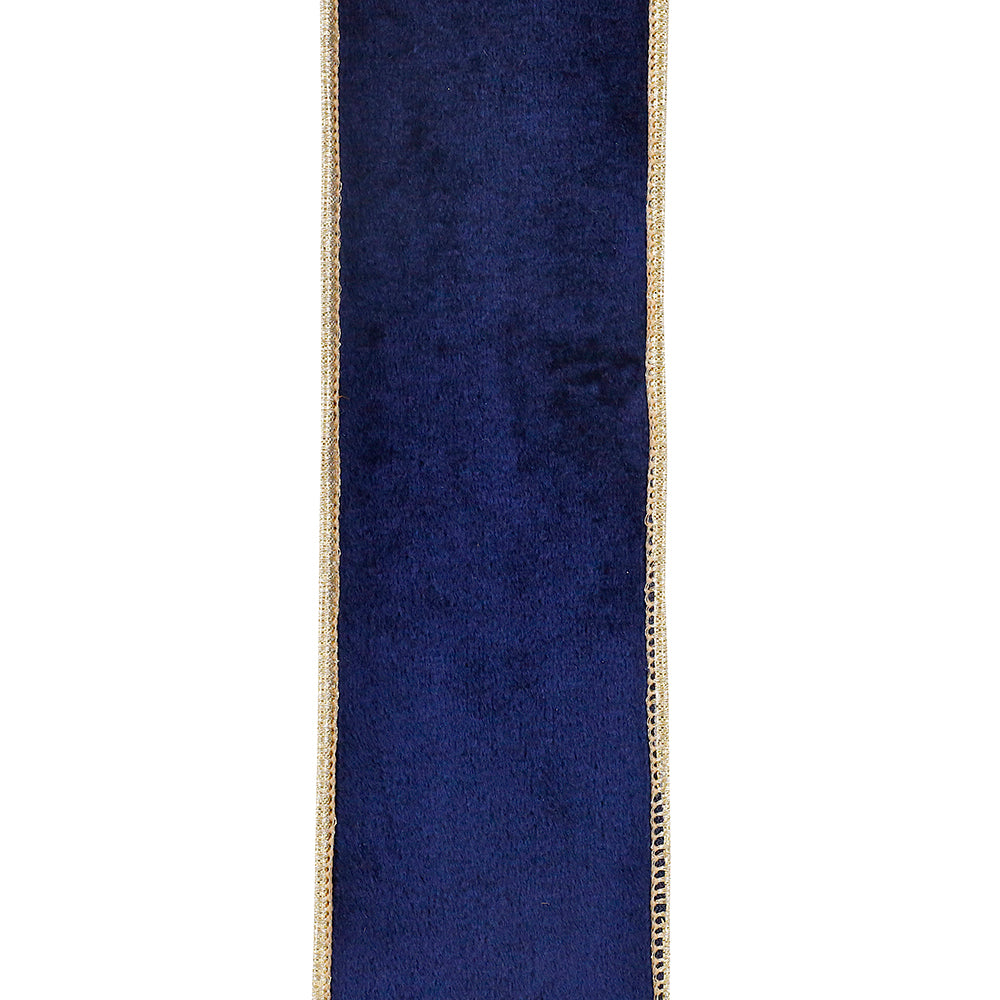 VELVET PLUSH ROYALE GOLD BACKED WIRED EDGE RIBBON