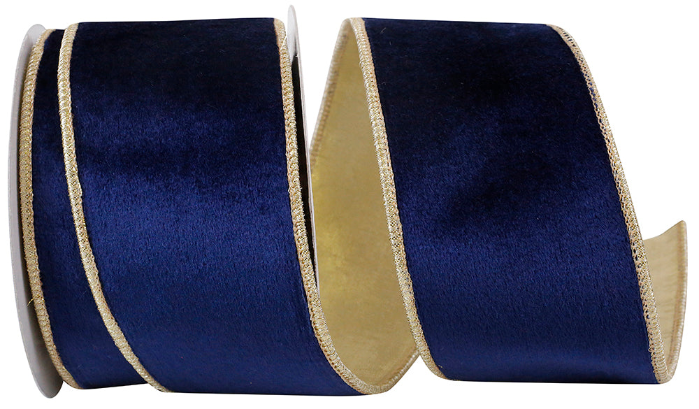 VELVET PLUSH ROYALE GOLD BACKED WIRED EDGE RIBBON