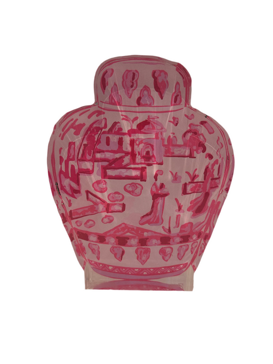 Acrylic pink chinoiserie vase block