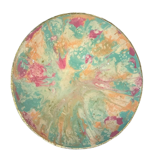 Marble Serving Bowl, enameled metal 16"