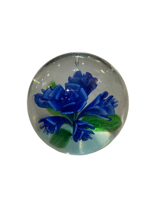 Paperweight, blue flower, vintage