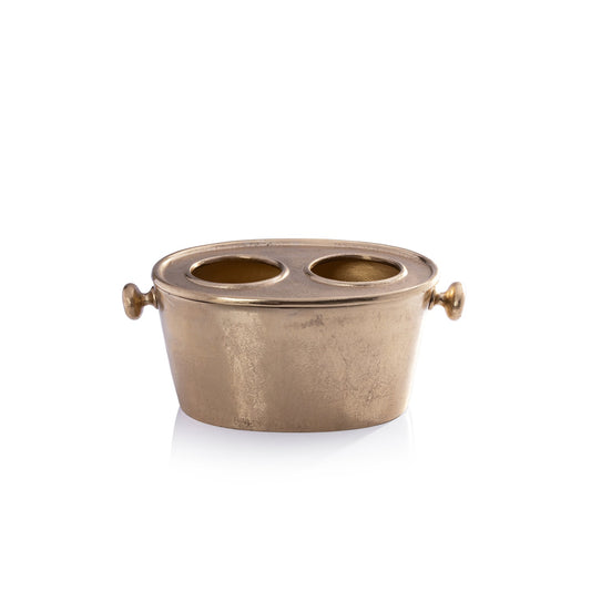 Gold Aluminum Two Bottle Wine Holder-Gold