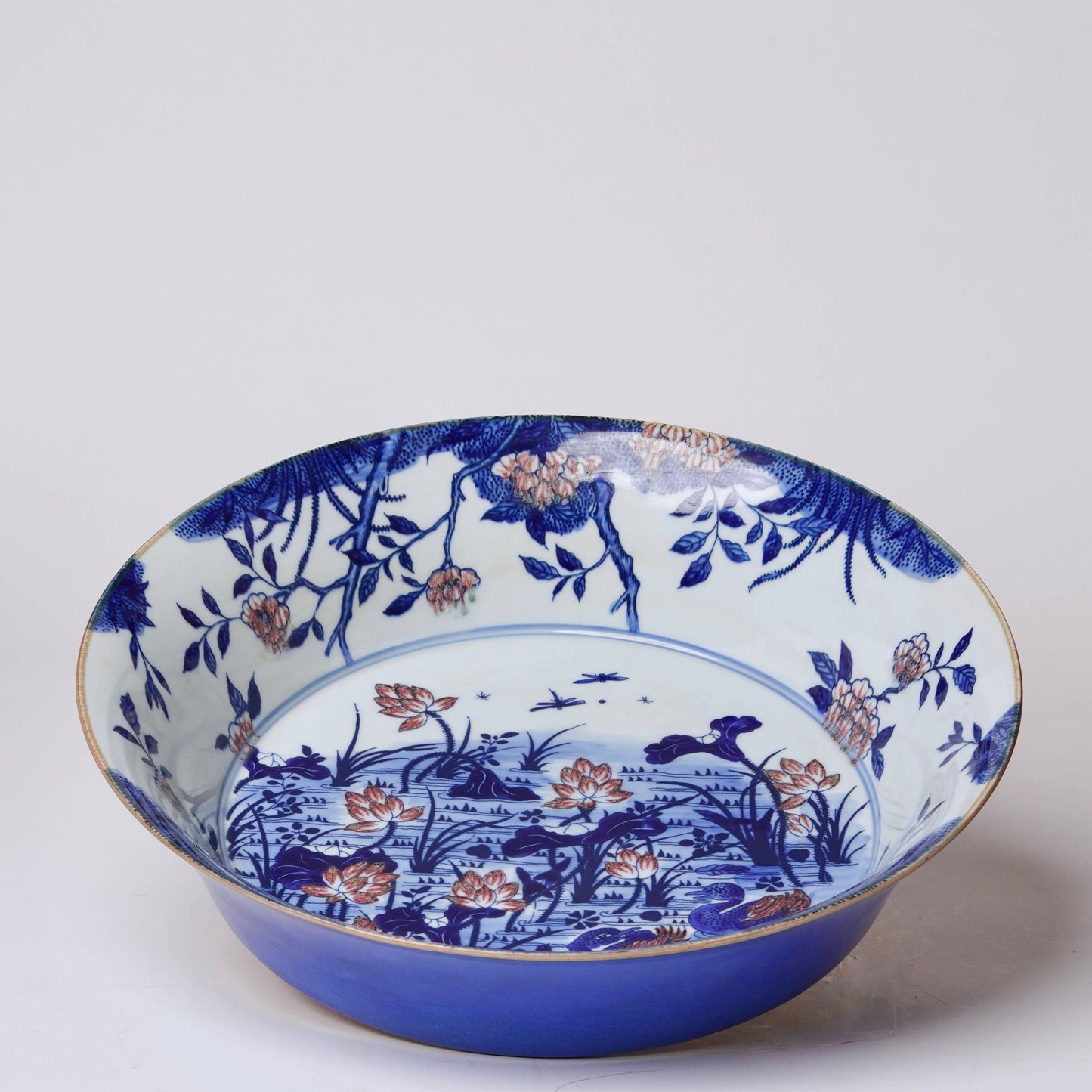 Blue and White Porcelain Lotus and Ducks Large Dish