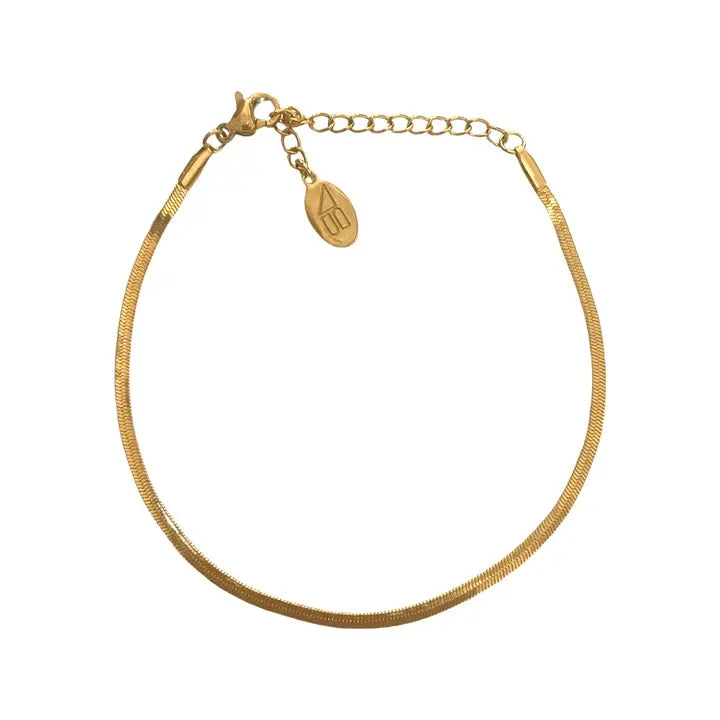 Herringbone Gold Plated Bracelet Waterproof