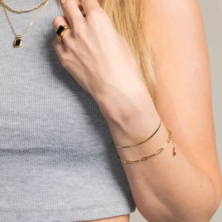 Herringbone Gold Plated Bracelet Waterproof