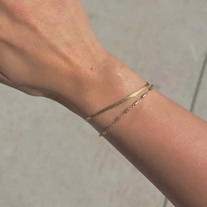 Herringbone Gold Plated Bracelet Waterproof