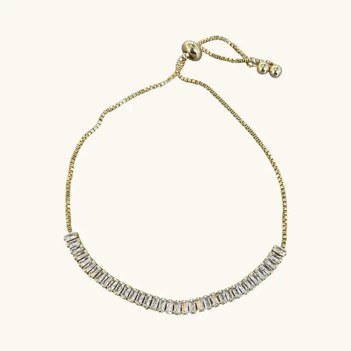 Gold Baguette Crystal Slider Bracelet Waterproof
