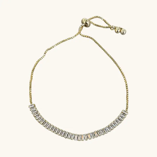 Gold Baguette Crystal Slider Bracelet Waterproof