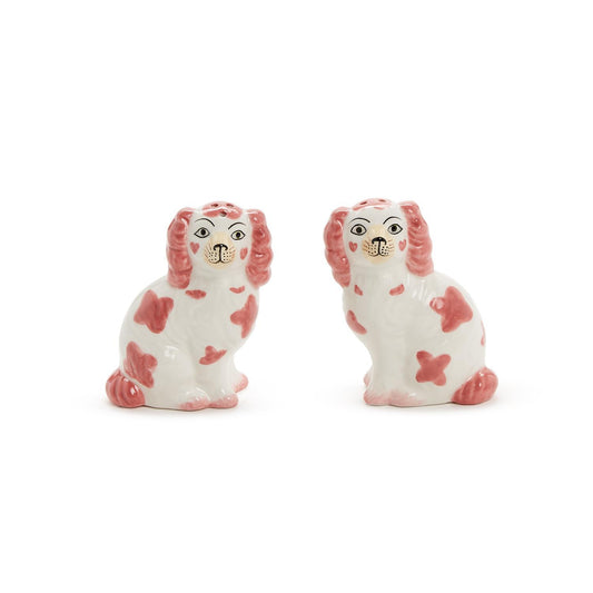 Pink Staffordshire Dog Salt and Pepper Shaker Set