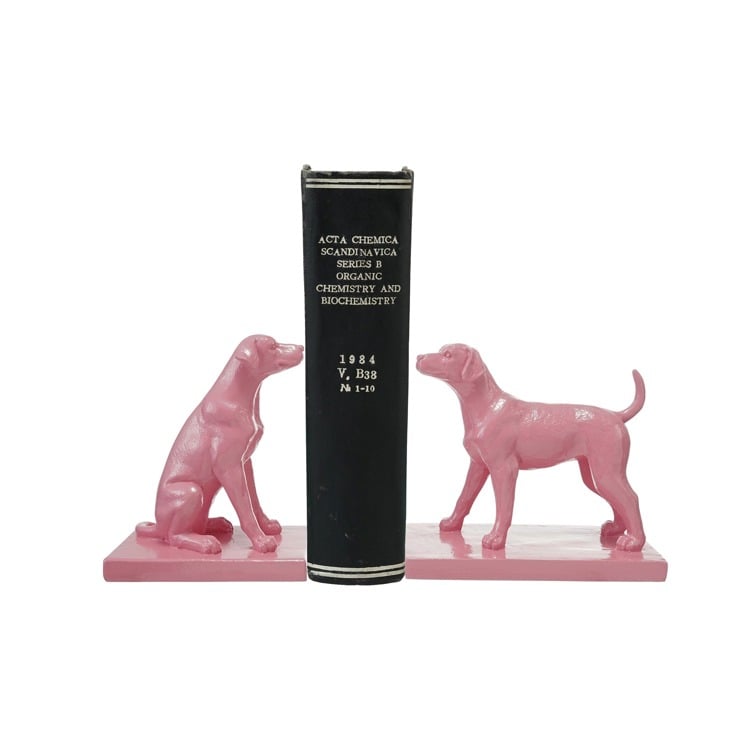 Hazel Mazel Pink Dog Bookends