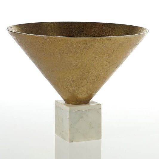 Bowl, gold metal on marble base