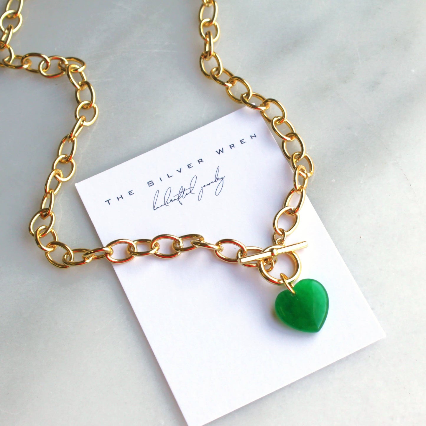 Green Heart Toggle Necklace