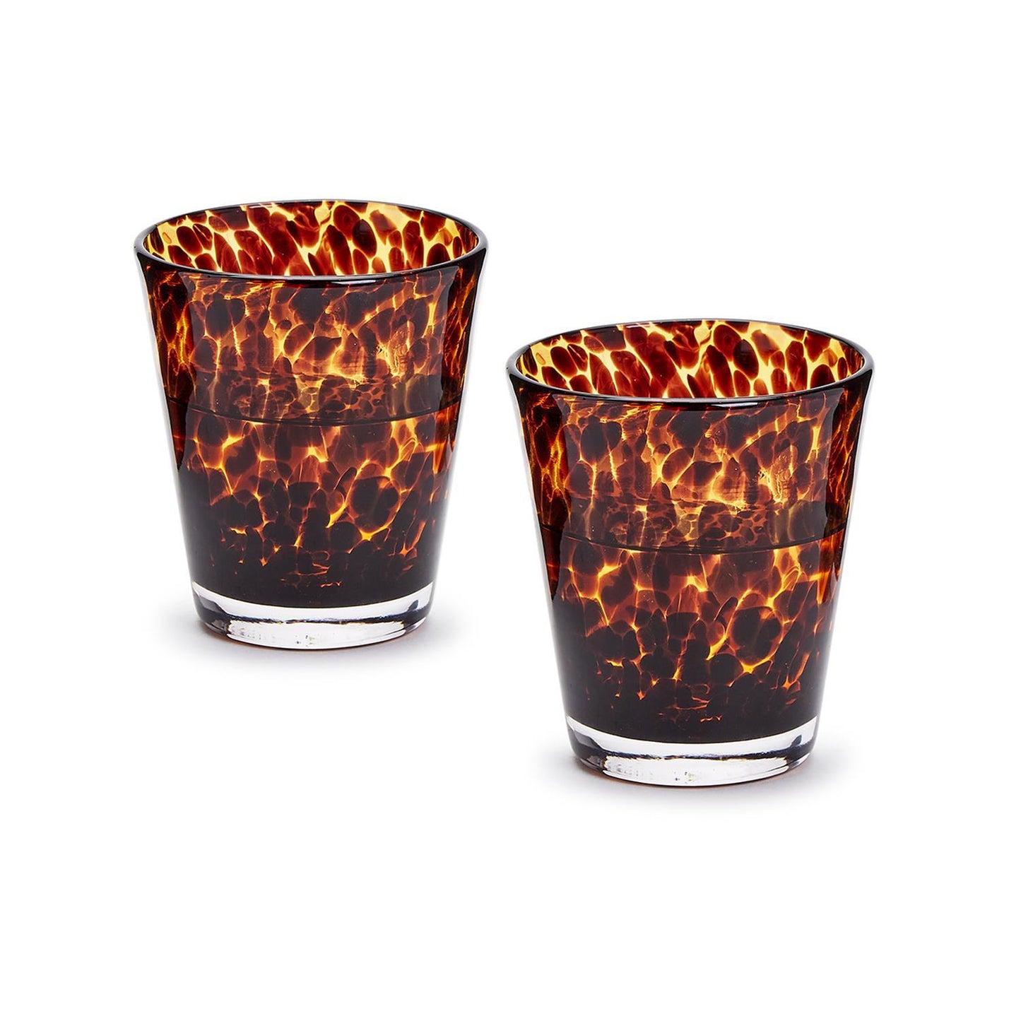 Set of 4 Tortoise Print Double Old Fashion Glass